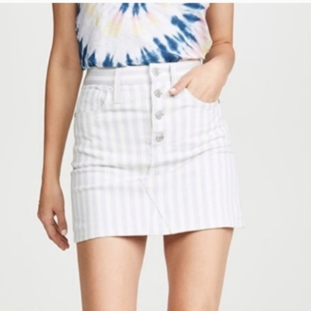 Madewell Blue White Striped Denim‎ Skirt